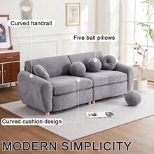 Modern Sofa For Living Room, 84" Green Chenille Sofa Couch, Sectional Love Seat Couch, Upholstered Sofa For Apatment Bedroom Home Office - 灰色 - 查看 10