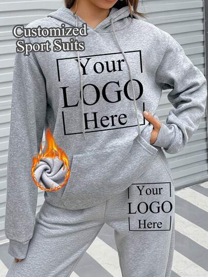 Customize Women's Fleece Suits, Add Your Own Photos, Customize Hooded Sweatshirts And Sweatpants, Customize Fall And Winter Fleece Suits, Original Custom Designs, Pockets And Drawstrings