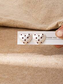 1 Pair Elegant Pearl Accent Heart Stud Earring, Camellia Flower Dangle Earring, Fall Winter Season Brown Color Earrings Jewelry For Everyday Wear And Gift Giving