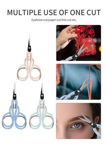 1pc Stainless Steel Ombre Precision Scissors, Multifunctional Vintage Beauty Embroidery Scissors Suitable For Facial Hair, Eyebrows, Eyelashes, Beard, Nose - Professional Beauty Scissors For Home, Travel And Outdoor Use,Makeup,Cheap,Room Decor,Vanity,Travel,Bedroom,Makeup Accessories