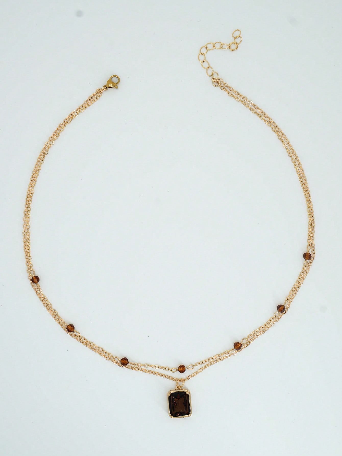 1 قطعة قلادة بخرز بلوري مزدوج الطبقة ومعلق مربع بن...