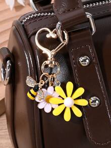 1 Stück Urlaubsstil süßer Blumen- & Bienen-Anhänger Schlüsselanhänger, Tasche/Auto Schlüssel Dekoration, geeignet als Geschenk für Familie, Freunde, Studenten zu Geburtstag/Feiertagen, Taschenzubehör Schlüsselbänder mit ID-Halter, Autoschmuck, Taschenanhänger, Weihnachtsgeschenk, Lehrer, Schwester