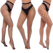 1-4双装女士高腰印花渔网袜，吊带连裤袜及大腿袜，黑色圣诞礼物 - 常規款 - 查看 6
