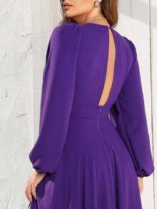 Long V-Neck Dress Lavana Helena NM Nana Marie Simple Elegant Party Fabric Fits Well At The Waist Party Party Wedding Graduation Party Formal & Evening Wedding Guest Prom Graduation Season - 紫色 - 查看 4