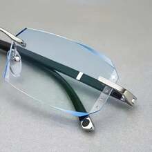 1 Pair Of Men's Smart Zoom Glasses| Vintage Frameless PC Frame Automatic Adjustment +1.5 To -2.0 Degrees Scratch-Resistant And Drop-Resistant Lightweight Design All-Day Comfort Vision Aid Glasses Polycarbonate Lenses - 藍色 - 智慧變焦 - 查看 6