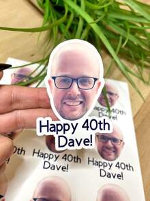 100张定制人脸贴纸，多种尺寸可选，趣味生日装饰，单身派对，桌面装饰，生日派对用品，适用于30岁、40岁、50岁、60岁生日蛋糕装饰 - 款式3 - 查看 4