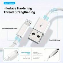 1-4 包 Apple 充电线 3.3 英尺，兼容 充电器线，USB 转闪电快速兼容 充电线兼容 14/13/12/11/11Pro/11Max/X/XS/XR/XS Max/8/7、Ipad（白色）Nan MFi 认证 - 白色 - 查看 5