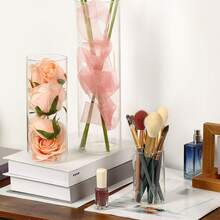 Tomnk 15/30/45 Pcs Clear Glass Cylinder Vases Set, 5 Sizes Tall Hurricane Candle Holders, Floating Candle Vase For Wedding Centerpieces, Party, Home Table Shelf Decor, Glass Flower Vase For Farmhouse, Church, Dinner Party, Floating Candles, Mother's Day Decor, Ideal Mother's Day Gift - 無色 - 查看 3