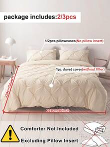 2/3pcs Khaki Pleated Polyester Duvet Cover Set, Luxury Modern Bedding Set, King Size, Suitable For All Seasons, Soft & Breathable, Machine Washable (1 Duvet Cover + 1/2 Pillowcase, Excluding Filler) - Khaki - View 4
