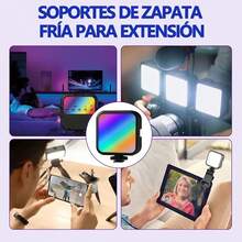 Luz de fotografía de relleno LED RGB a todo color recargable con soporte y múltiples modos de cambio - RGB - Ver 9