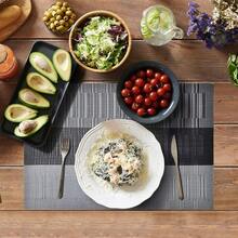 Manteles Individuales Antideslizantes de PVC 6 Piezas para Comedor - Gris y Negro - Ver 6