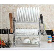 Countertop Dish Rack, Stainless Steel, Three-Layer Multifunctional Dish Rack, Dish Rack For Kitchen Supplies, Sink Drain Rack, Countertop Dish Rack - Bạc 2-42*25*43.5cm - Xem 5