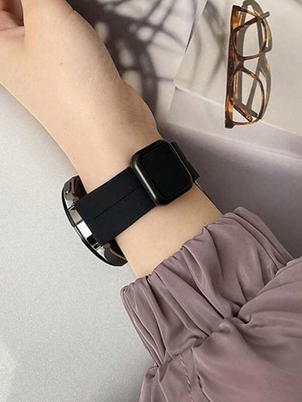 1 Peça Pulseira de Relógio Silicone com Fivela Magnética Dobrável, Universal, Novo Modelo 2025, Macia e Confortável, Fácil de Remover, Estilosa e Elegante, Serve para 20mm/22mm