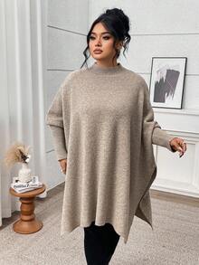 Plus Size Women Casual Warm Knitted Cardigan Sweater, Autumn/Winter - Khaki - View 4