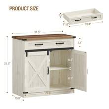 HaluPeit Kitchen Storage Cabinet, Bathroom Storage Cabinet, Coffee Bar, Modern Farmhouse Buffet Cabinet With Storage, Sideboard Cabinet With 2 Doors And 1 Drawer, Kitchen Storage Cabinets With Adjustable Shelves For Dining Room, White Brown - trắng nâu - Xem 9