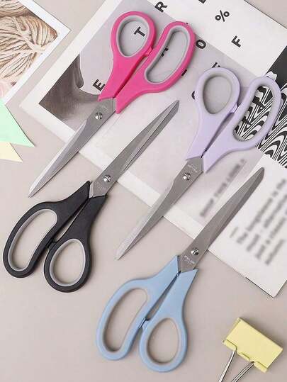 4pcs/Set Stainless Steel Multi-Purpose Scissors With Comfortable Grip Handle, Portable Utility Scissors For Office, Home, School And DIY Crafts, Back To School Supplies