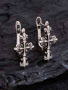 1 Pair Patterned Cross Design Earrings, Elegant Fashion For Women Daily Wear - Earrings - View 5