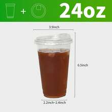 FookmeKag 100 Set Clear Plastic Cups, 12/16/20/24 OZ Disposable Iced Coffee Cups , Smoothie Cups, PET Crystal Party Cups, Cold Beverages Drinking Cups For Thanksgiving, Halloween, Christmas - dung tích - Xem 13