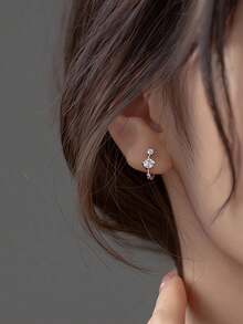 GAGAFEEL 1 对 S925 纯银白色锆石环形耳环，哥特式耳环，高端质感，适合日常佩戴