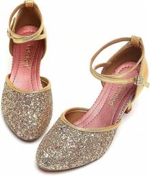 Character Shoes For Women, Woman Ballroom Dance Shoes, 1920s Flapper Shoes, Latin, Salsa, Party Dress Shoes Low Heels, Ankle Strap Pumps-2025 - 金色 - 查看 10