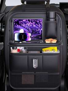 1 pieza Bolsa de almacenamiento versátil para el respaldo del asiento del coche, organizador multifuncional para el asiento trasero para una mayor comodidad, caja de pañuelos y portavasos de estilo elegante para el coche, bandeja plegable de fácil acceso, perfecto para viajes por carretera, salidas familiares y viajes diarios, mantenga su vehículo ordenado y limpio con este accesorio esencial, regalo ideal para entusiastas del automóvil y padres ocupados, mejore su experiencia de conducción con soluciones de almacenamiento prácticas, imprescindible para todo propietario de automóvil, eleve el interior de su automóvil con un diseño funcional y elegante.