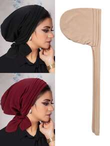 4pcs/Set Women's Elegant Solid Color Headband With Twist And Bow, Turban Hat Fashionable Cap For Spring And Autumn Bonnet Hair Bonnet Turban Sleep Bonnet - Multicolor - View 32