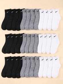 20 đôi tất thể thao cổ ngắn đến bắp chân, in họa tiết graffiti màu đen, trắng và nhiều màu sắc ngẫu nhiên, dành cho thanh thiếu niên và trẻ em trai, nhiều màu khác nhau. - Nhiều màu - Xem 7