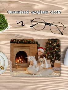1pc Customized Christmas Photo Glasses Cloth, Personalized Microfiber Lens Cleaning Cloth, Suitable For Glasses, Glasses, Phone Screens, Camera Lenses, Gift Cloth, Personalized Christmas Gift For Family, Friends, Men, Women, Couples, Colleagues, Customized Holiday Souvenir Gift, Decorations, Christmas Gift, Available In 2 Sizes - Multicolor - View 4