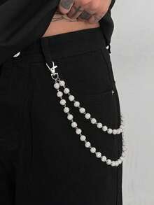 1pc Bohemian Style Sparkling Faux Pearl Beaded Multi-Layer Tassel Waist Chain/Body Chain, Fashion Hiphop, Vacation Party, Casual Daily, Street Snap, Wedding Party, Unisex Charm Jewelry Waist Chain Gift - Rhinestone Waist Chain - View 5