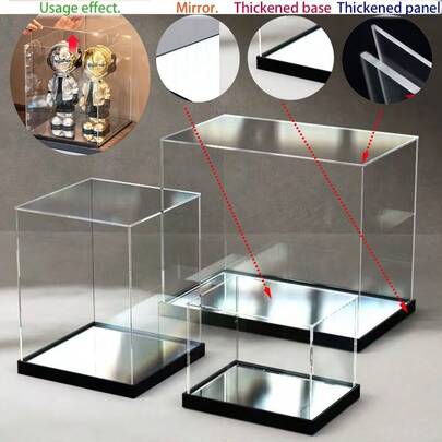 Acrylic Display Case/Storage Box/Dust-Proof Display Cabinet/Gift Display Cabinet/Collection Cabinet (High-Definition Thick Acrylic Module + Mirror Base, Need Self-Assembly, Please Watch Assembly Video, Easy To Assemble), Suitable For Displaying Statues/Product Display/Model Display/Building Blocks Doll Display/Bag Storage/Doll Collection/Collection Display, Multiple Sizes Available.