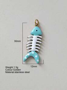 1 pieza Accesorio decorativo con forma de pez de acero inoxidable lindo, colgante DIY, para uso diario