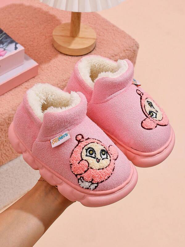 O pereche de papuci de pluș calde pentru copii, în formă de ou, cu desene animate drăguțe, de toamnă și de iarnă, casual și confortabile, cu talpă moale antiderapantă, 2025