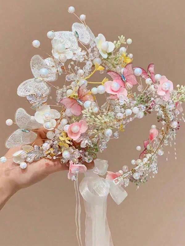 Elegant Butterfly Fairy Headpiece, Mori Style Flower Crown Hair Accessory, ABS Plastic Crown Headband (Butterfly Random)
