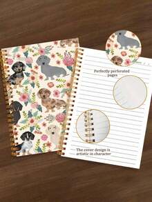 1 Cute Dachshund Spiral Notebook With Floral Design - Durable Cover Perfect For Work, School, Journaling, Gifts, School Supplies | Floral Design Notebook | School Notebook With Easy Page Turns