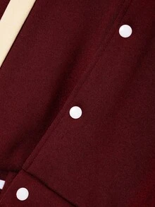 2pcs/Set Young Boy Casual Fashion Letter Print Raglan Sleeve Contrast Color Sweatshirt & Pants Set - Burgundy - View 6