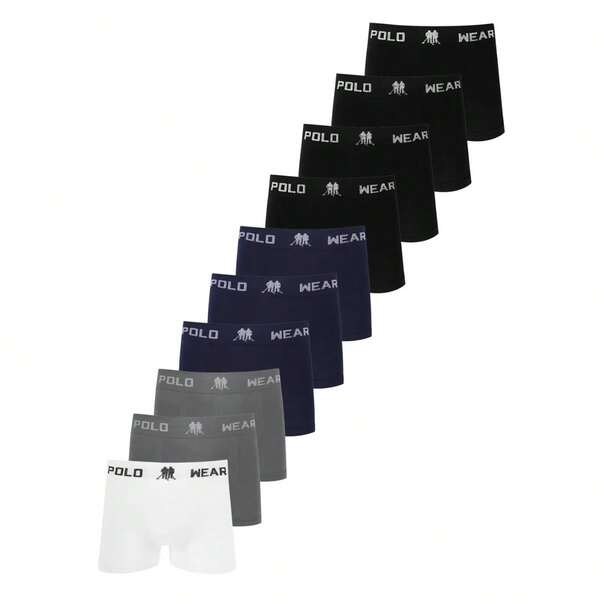 POLO WEAR Kit 10 Cuecas Boxer Polo Masculina Microfibra Respirável Leve