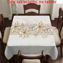 1 khăn trải bàn họa tiết hoa vàng và đá cẩm thạch sang trọng, chất liệu polyester hình chữ nhật, có thể giặt và tái sử dụng, thích hợp cho gia đình hàng ngày, phòng ăn, phòng khách, tụ họp, tiệc theo chủ đề Giáng sinh, sử dụng trong nhà/ngoài trời - Nhiều màu - Xem 12