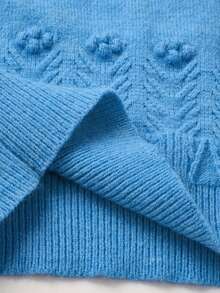 Plus Size Women Casual Loose Fit Crew Neck Drop Shoulder Long Sleeve Sweater, Elegant Dress For Women, Valentine Outfits - Blue - View 7