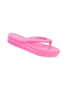 Chinelo Plataforma Trança MID Flatform Moda Praia Piscina Para Dia a Dia Em EVA Casual - Pink - Visão 2