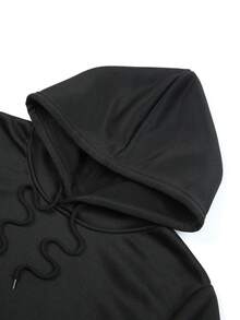 Sudadera con Capucha Oversize para Hombre con Impresión de Letras Blancas en Cursiva - Sudadera de Moda de Color Gris , Bolsillo Canguro y Capucha con Cordón, Suéter Casual Suave y Holgado para Comodidad en Todas las Estaciones (Lavable aáquina) - Sudadera de Moda para Hombre con Impresión de Letras de , Ajuste Relajado y Bolsillo Frontal para Atuendo Casual, para Capas, Adecuado para Todas las Estaciones, Elegante y Cómodo para Hombres, Sudaderas Geniales para Hombre, Sudaderas de Talla para Hombre, Sudaderas Divertidas para Hombre - Negro - Ver 4