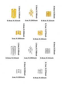 100件套复古波西米亚风合金发圈套装 - 镂空圆形发饰，适合女性和女孩，优雅纯色发饰，可用于编发和DIY发型设计，发夹，学习用品，套装，头部饰品，发卡 - 金+銀 - 查看 12
