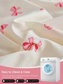 HONEYMOON 2/3pcs Bowknot Print Ruffle Duvet Cover Set (2pcs = 1 Duvet Cover + 1 Pillowcase; 3pcs = 1 Duvet Cover + 2 Pillowcases) - 100% Polyester Fabric, INS Style Print, Soft And Breathable, Wrinkle-Resistant, Machine Washable, Pillowcases Do Not Include Pillow Inserts (No Duvet) - T F Q K Sizes Suitable For Home And School Dorms, Back To School Essential, Oeko-Tex Certified - Multicolor - View 10