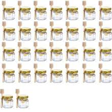 1.5 Oz Hexagon Honey Pot Mini Glass Jars - 20/24/25/30/40/48/50/60 Pcs Honey Jars With Wooden Dipper, Gold Lid, Bee Charm, Burlap - Perfect For Wedding Favors, Party Gifts, Baby Shower