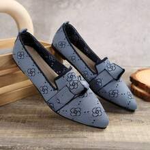 Zapatos de mujer de punta plana de un solo pie estribo cómodo Casual zapatos de mujer de tacón plano - Azul - Ver 4
