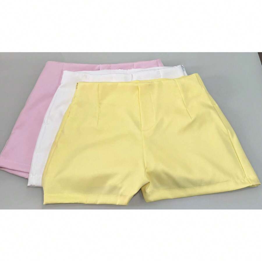 3-PIECE TAILORED SHORT KIT, NEW FASHION 2025 - YELLOW WHITE BABY PINK - View 1
