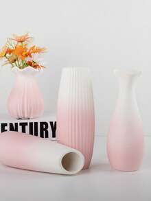 1Pc Pink Ceramic Vase Flower Vase Minimalism Style For Modern Table Shelf Home Decor, Fit For Housewarming, Weddings, Birthday, Christmas, Thanksgiving, New Year Room Decor Glass Vase - Pink - View 10
