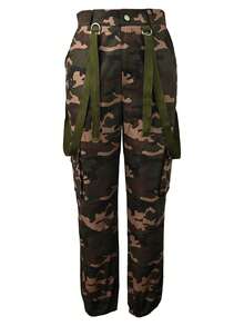 Women's Casual Camouflage Cargo Overalls Pants, Street Fashion Trousers For Autumn - Army Green - View 2