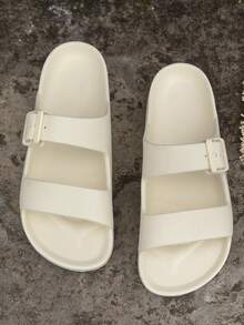 Teenager Sommer vielseitige, lässige, bequeme, weiche, rutschfeste, leichte Hausschuhe für den Außenbereich mit doppelter verstellbarer Schnalle und offener Zehenpartie, flache Strandschuhe