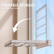 1 szt. Składana suszarka ścienna oszczędzająca miejsce na ubrania, spodnie, ręczniki, balkon, dziedziniec - one-size - Zobacz 9