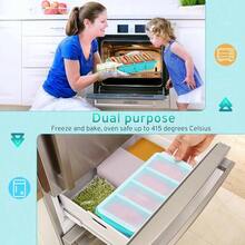 Silicone Freezer Tray With Lid - 1 Cup Silicone Food Freezer Tray - Large Cube Freezer Molds - Soup, Sauce, Leftovers, Homemade Meal Prep Freezing Kitchen Storage Containers - Aqua - 2 - Pack - 1 + Màu xanh nước biển 1 gói - Xem 5